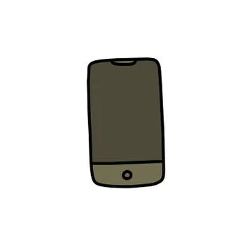 Smartphone doodle icon, vector color line illustration Stock Illustration