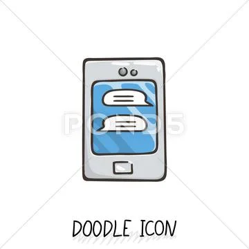 Smartphone doodle icon. Vector illustration Stock Illustration