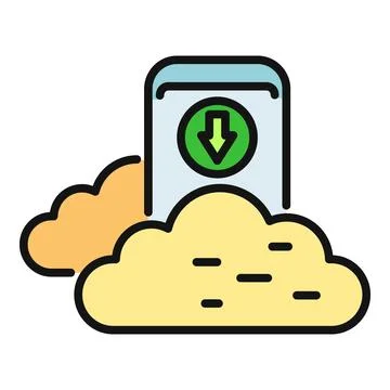 Smartphone downloading data from cloud computing storage network Stock Illustration