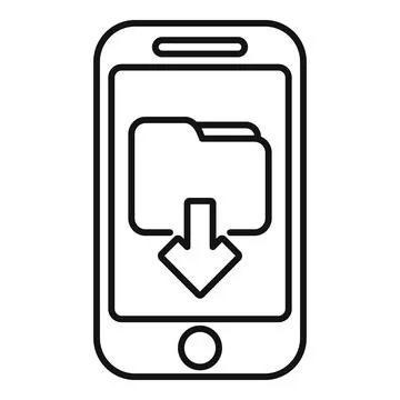 Smartphone downloading data to a folder icon Stock Illustration