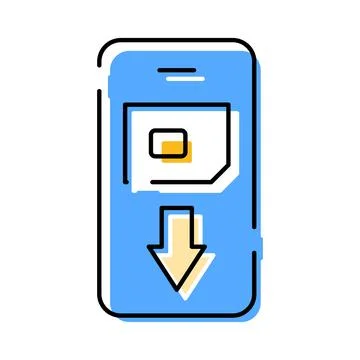 Smartphone downloading digital embedded subscriber identity module icon Stock Illustration