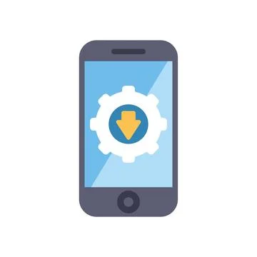 Smartphone downloading operating system update with gear icon Stock Illustration