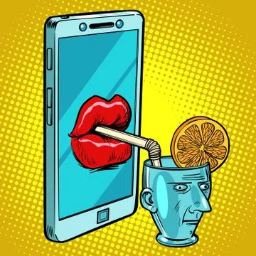 Smartphone drinks human brain Stock Illustration