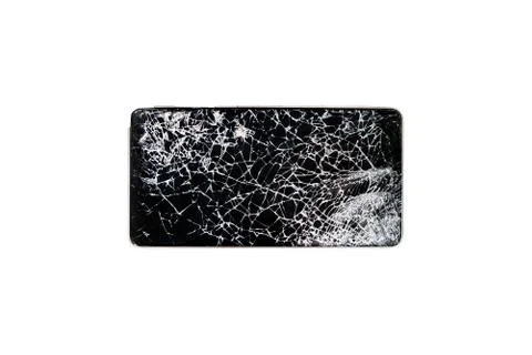 Smartphone drop to the floor and screen damage broken isolated Foto stock
