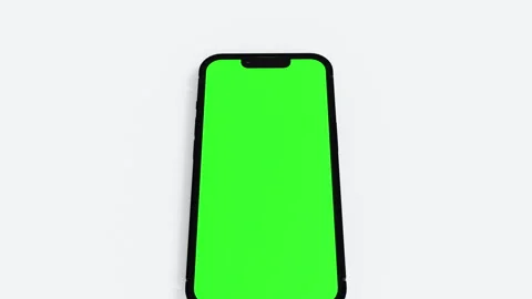 Smartphone drop on white background and show empty green screen Видео 257174671