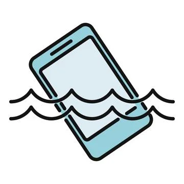 Smartphone dropping in water causing liquid damage Ilustração Stock