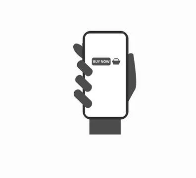 Smartphone with e-commerce opening application. Online shopping flat vector i Stock Illustration