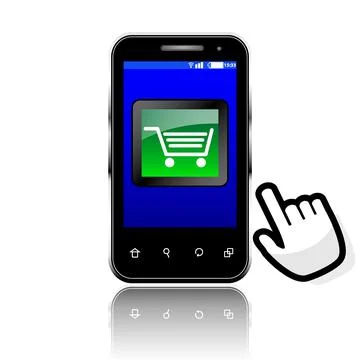 Smartphone with e-commerce opening application Stock Illustration