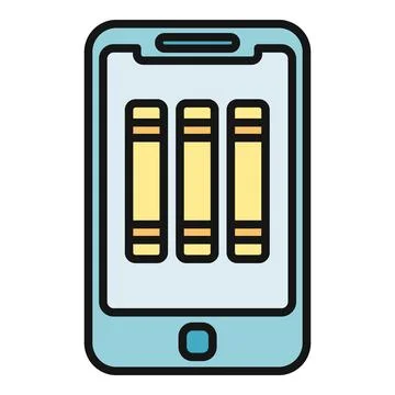 Smartphone with ebook library application icon Stock Illustration