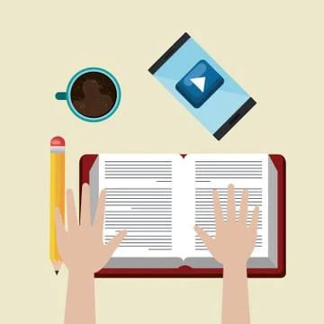 Smartphone with education easy e-learning icons Stock Illustration
