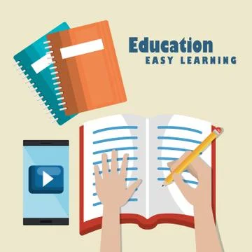 Smartphone with education easy e-learning icons Illustrazione stock