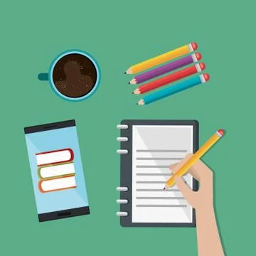 Smartphone with education easy e-learning icons Stock Illustration