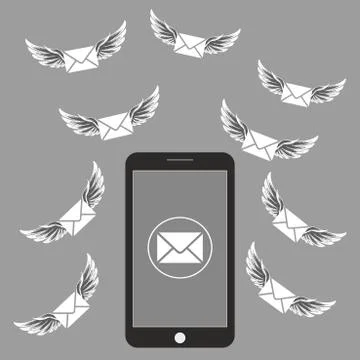 Smartphone with  email or sms icon Stock Illustration