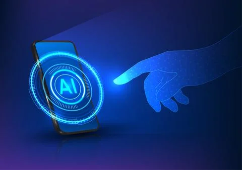 Smartphone empowered with artificial intelligence technology. The gentle to.. Stockillustratie