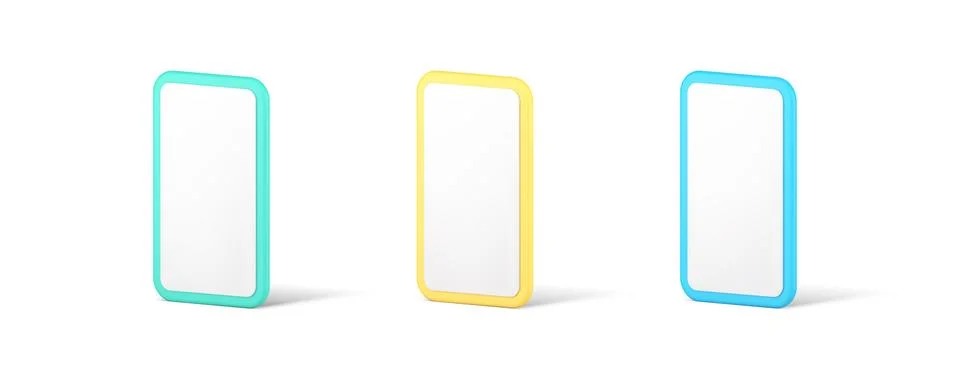 Smartphone empty screen template media content user interface blank 3d icon s Stock Illustration