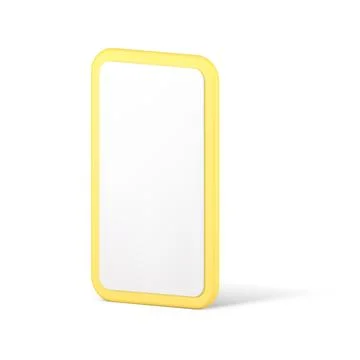 Smartphone empty screen yellow design isometric cellphone user interface temp Stock Illustration