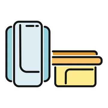 Smartphone enabling digital payment with credit card stack 스톡 일러스트