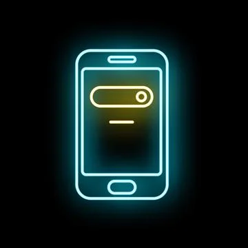 Smartphone enabling a glowing neon switch interface Stock Illustration