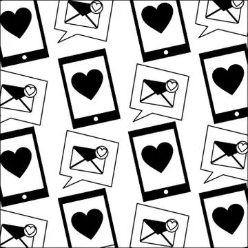 Smartphone with envelope mail and set icons pattern Stock Illustration