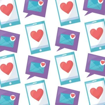 Smartphone with envelope mail and set icons pattern Illustrazione stock