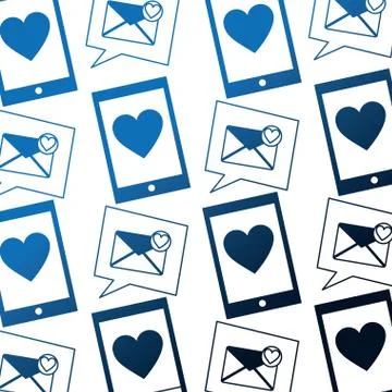 Smartphone with envelope mail and set icons pattern Stock Illustration