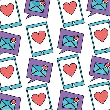 Smartphone with envelope mail and set icons pattern Stock Illustration