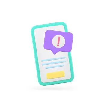 Smartphone error information warning quick tips important notification 3d ico Stock Illustration