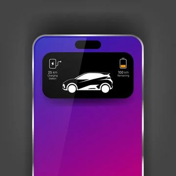 Smartphone EV Car Notification Interface for Charging Status Stock Illustration