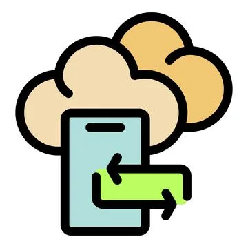 Smartphone exchanging data with cloud storage service Illustrazione stock