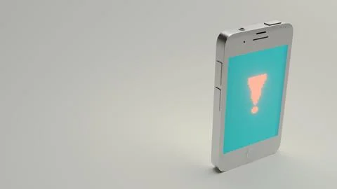Smartphone with exclamation mark alert on screen Foto stock