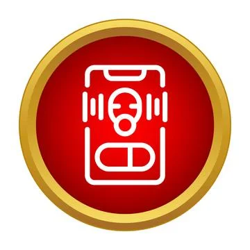 Smartphone face recognition securing mobile access icon Stock Illustration