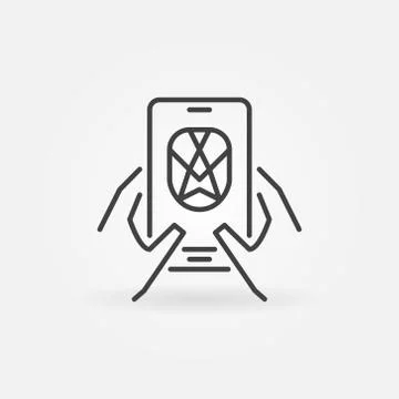Smartphone Face Recognition vector concept outline icon Stock Illustration