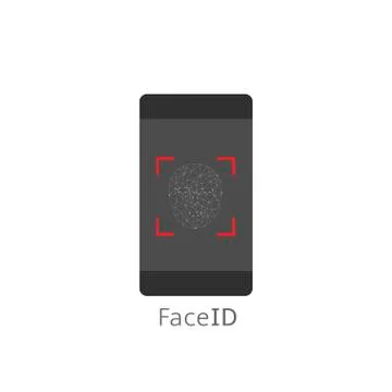 Smartphone with face scan icon Stock Illustration