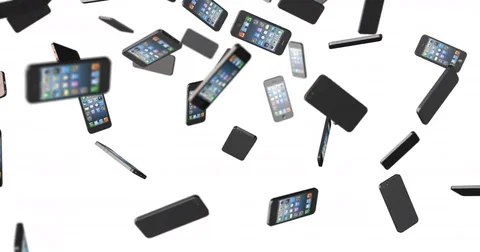 Smartphone falling - white background Stock Footage