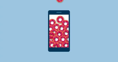 Smartphone filled with donuts Stock Footage 118090933