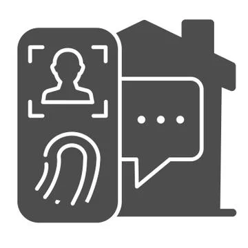 Smartphone with fingerprint and building solid icon, smart home symbol Ilustración de archivo