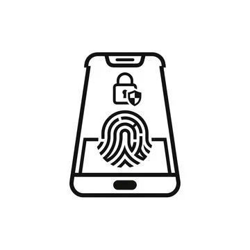 Smartphone Fingerprint Biometric Security Line Icon Stock-Illustration