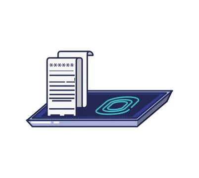 Smartphone with fingerprint reader and document Stock Illustration