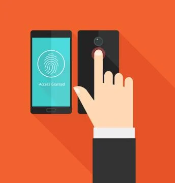Smartphone fingerprint scanner access Stock Illustration