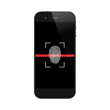 Smartphone with fingerprint scanning Stock Illustration