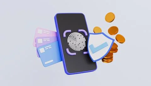 Smartphone with fingerprint screen, payment security system, online payment Stock Illustration