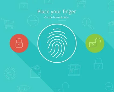 Smartphone fingerprint security access. Stock Illustration