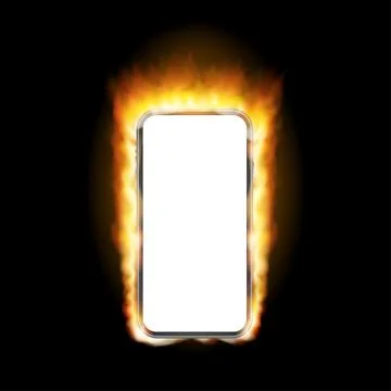 Smartphone fire mockup. Cellphone frame with blank display isolated templates Stock-Illustration