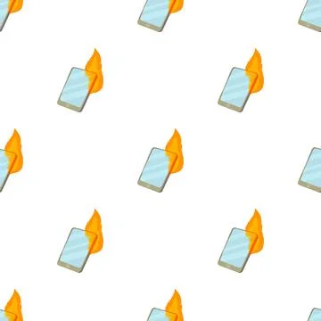 Smartphone on fire pattern seamless vector Stock Illustration