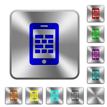Smartphone firewall rounded square steel buttons Stock Illustration