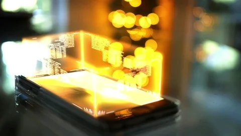 A smartphone with a firewall security barrier around it in digital cyberspace 動画素材 81021997