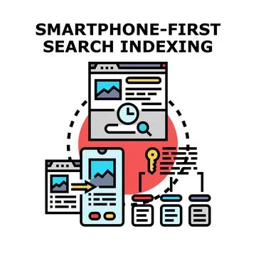 Smartphone first search indexing concept illustration Stock Illustration
