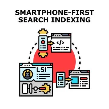 Smartphone first search indexing process technology Stock Illustration