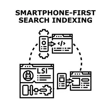 Smartphone first search indexing process technology Stock Illustration