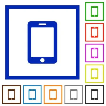 Smartphone flat framed icons Illustrazione stock
